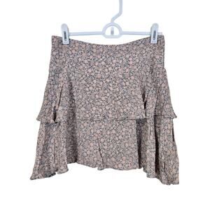 NEW NWT Women's Altar'd State Gray Floral Mini Tiered Skirt | Size Medium